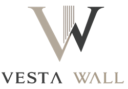 Official Vestawall brand logo representing premium custom-made wall murals and wallpaper designs.