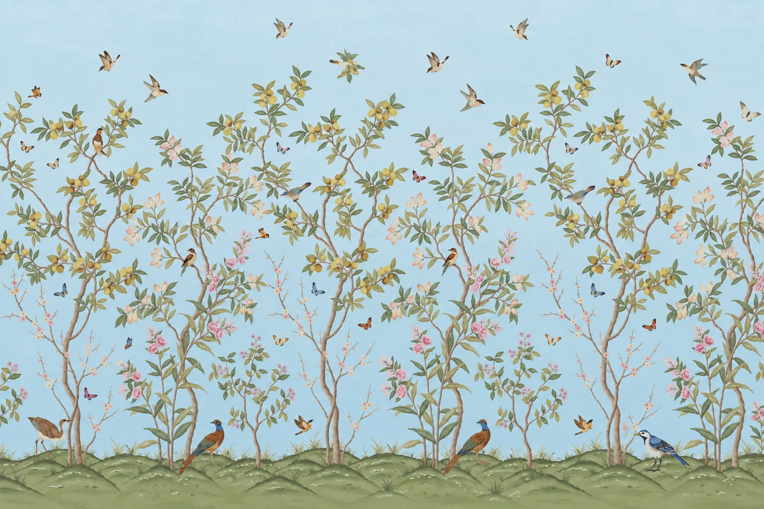 Mural Dinding Taman Burung Musim Semi
