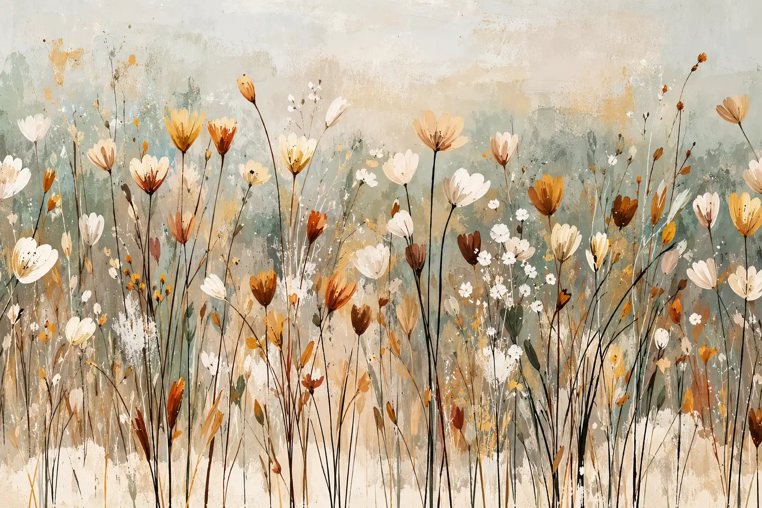 mural de parede Campo de Flores ao Vento