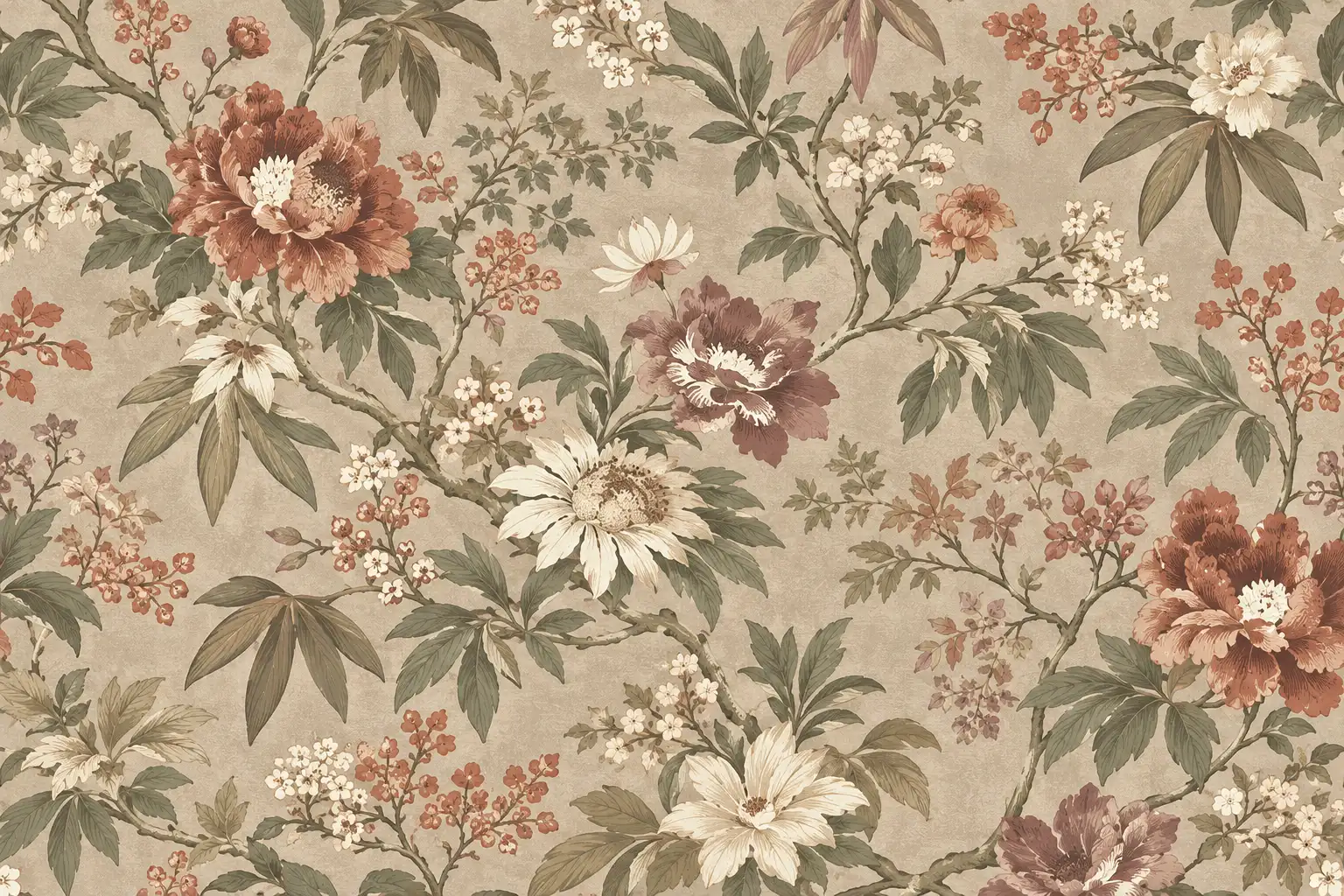 Jardin de pivoines sur branches
