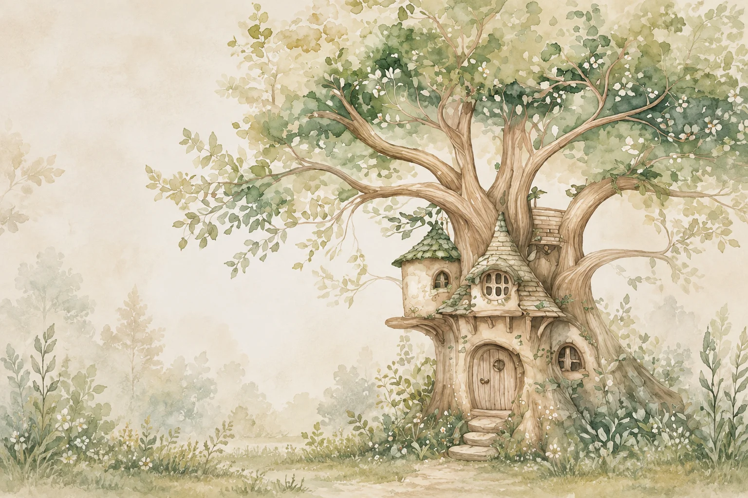 Fresque arbre féerique