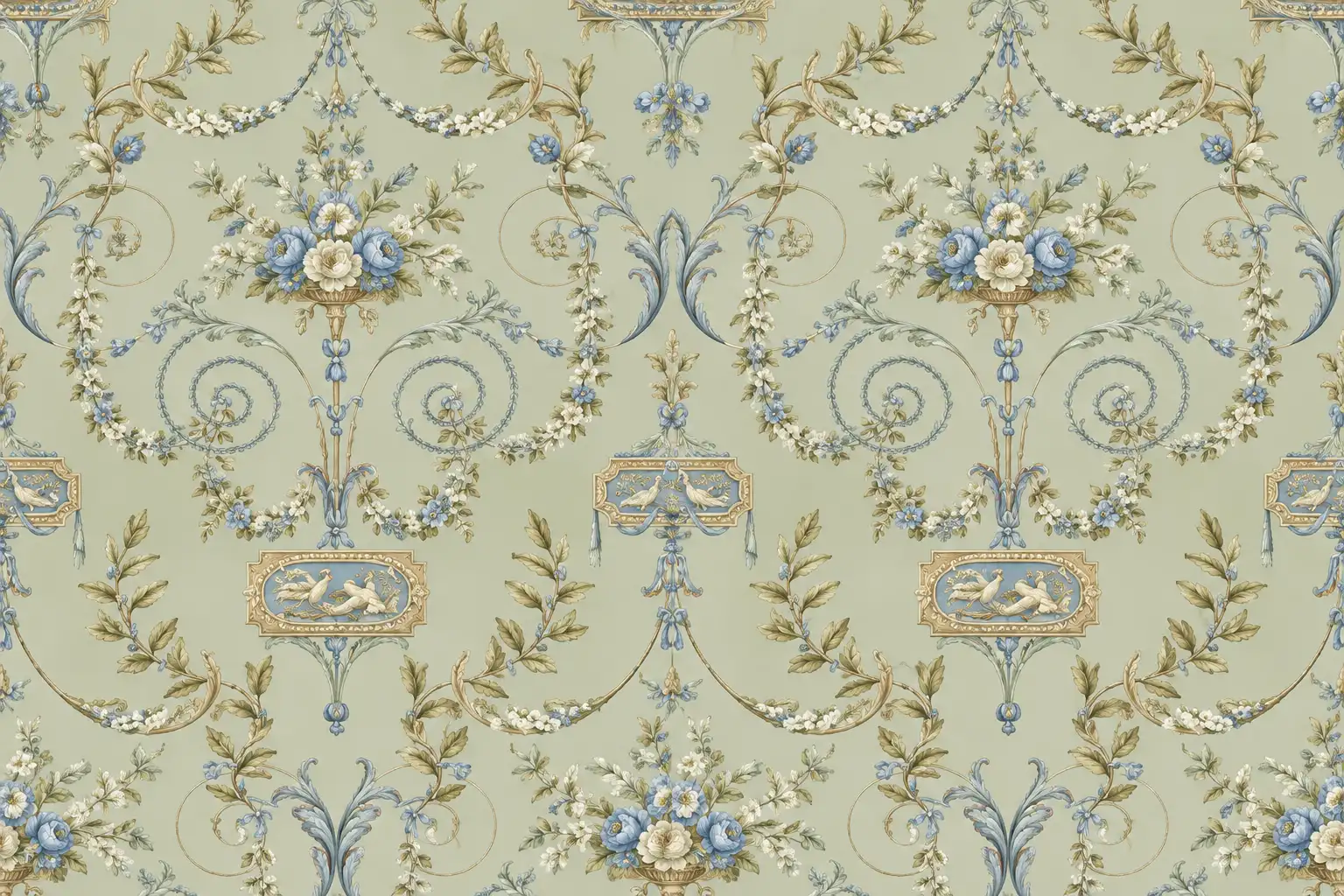 Rococo Floral Garlands Wall Mural