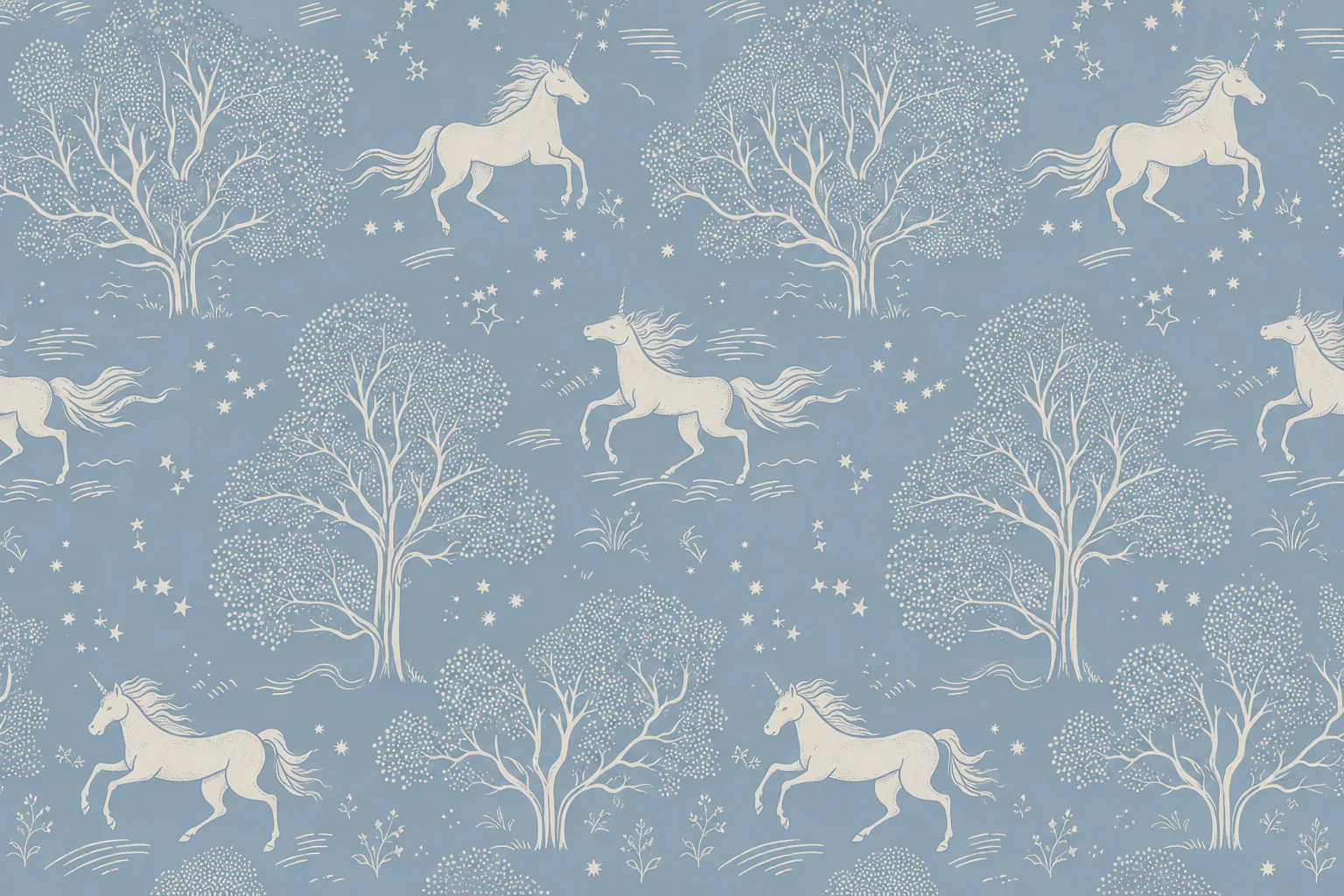 Papel de Parede Floresta de Unicórnios Estrelada