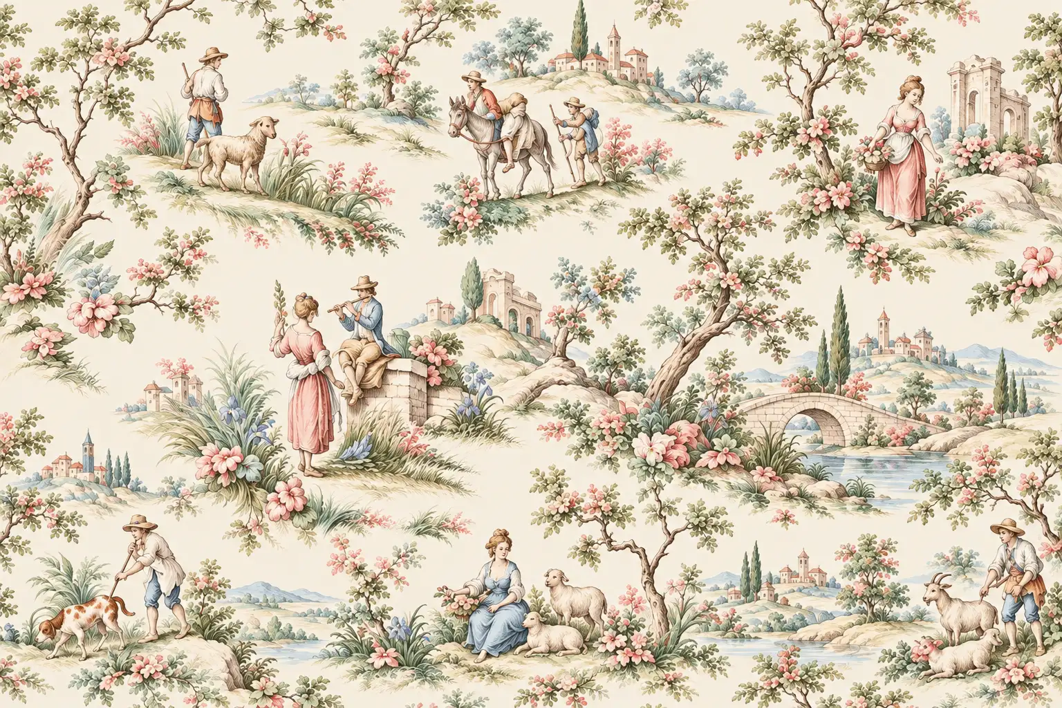 Pastoral Village Scenes Wall Mural