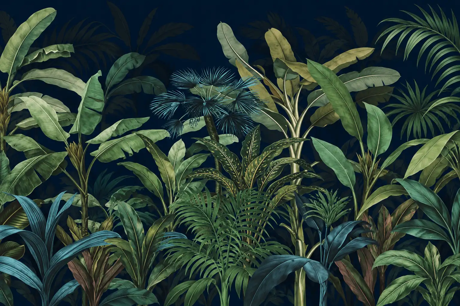 Carta da parati foglie tropicali stratificate