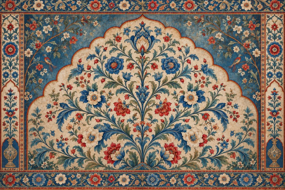 アーチ内の花の壁画
