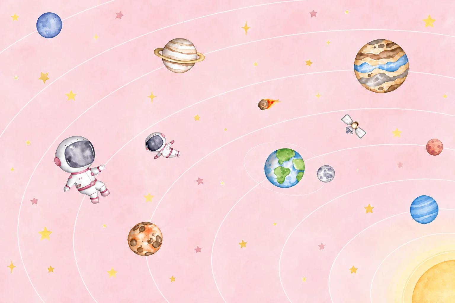 fresque murale Aventure spatiale des astronautes