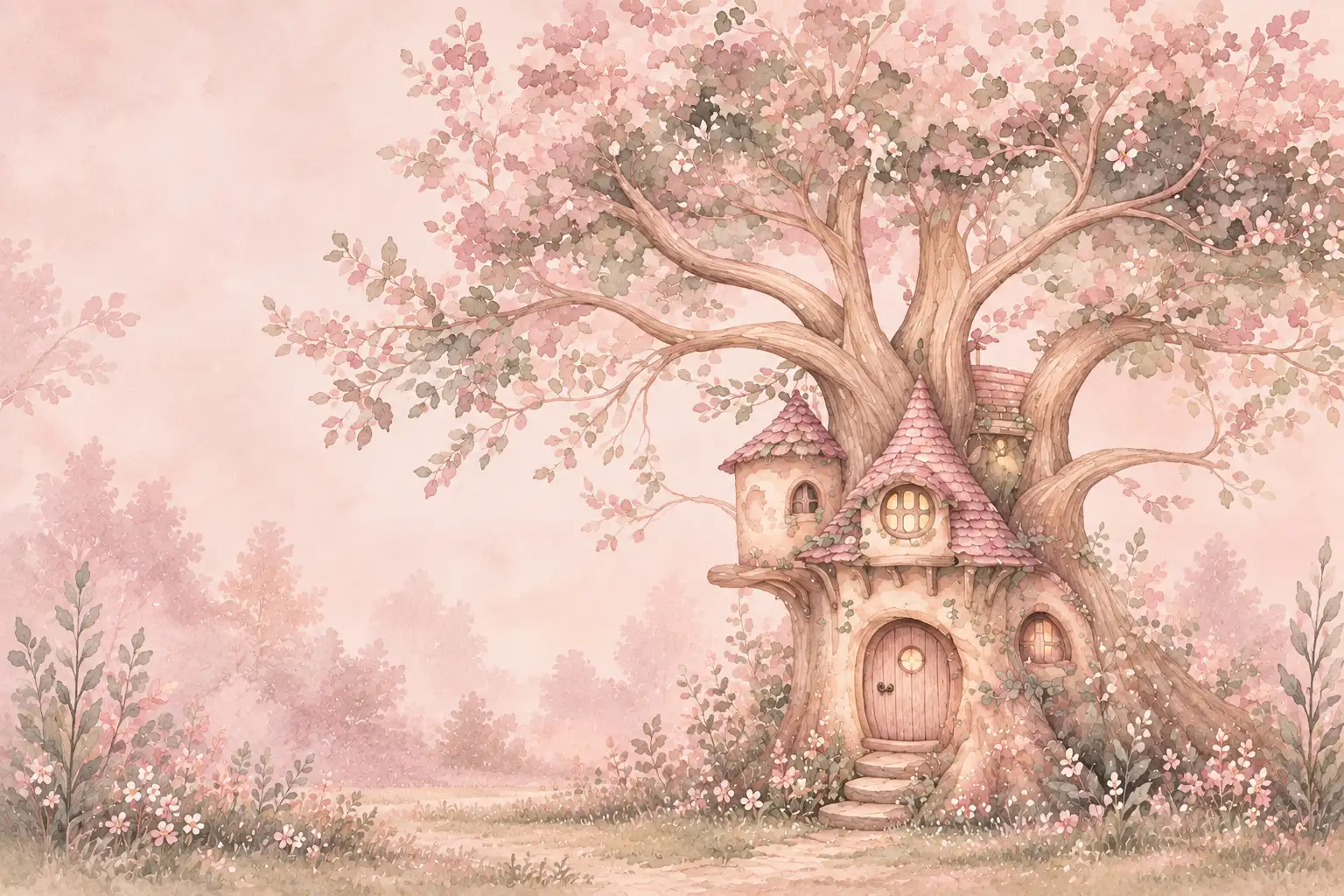 Mural de casita de cuento