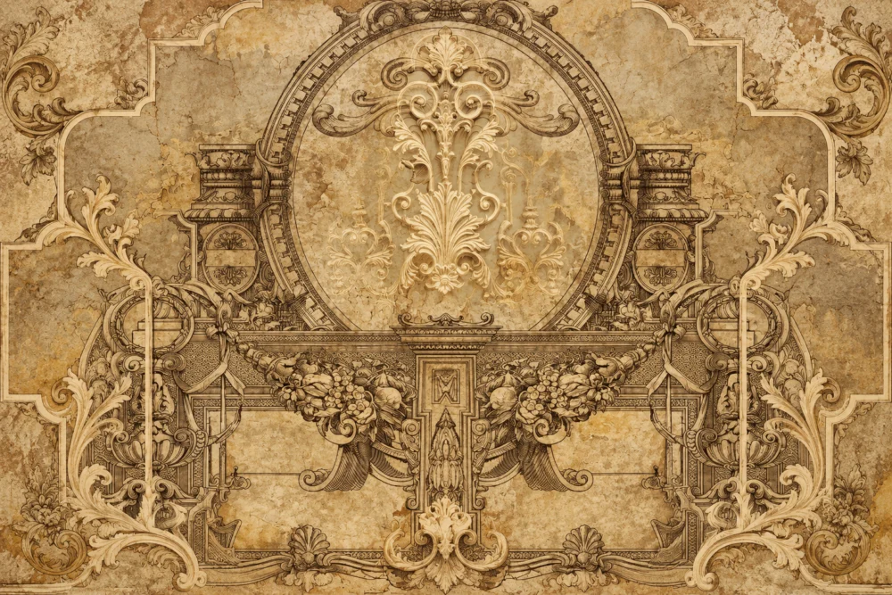 Médaillon baroque fresque murale