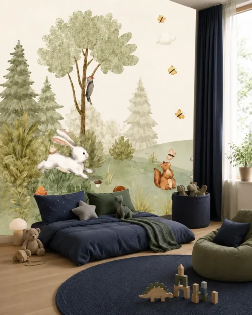 Sevimli Orman Dostları Duvar Kağıdı room wallpaper mockup