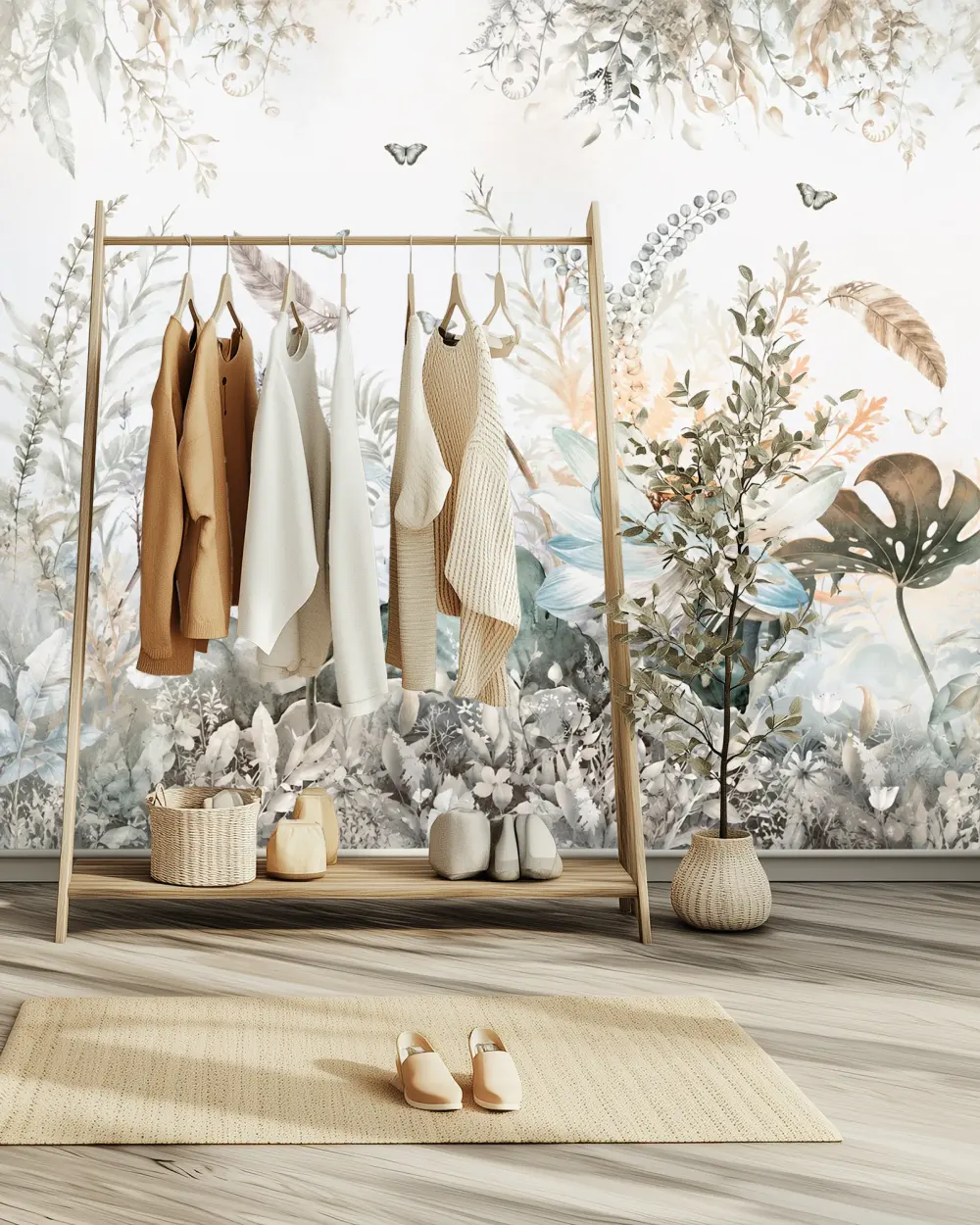 Suluboya Lotus Bahçesi Duvar Kağıdı room wallpaper mockup
