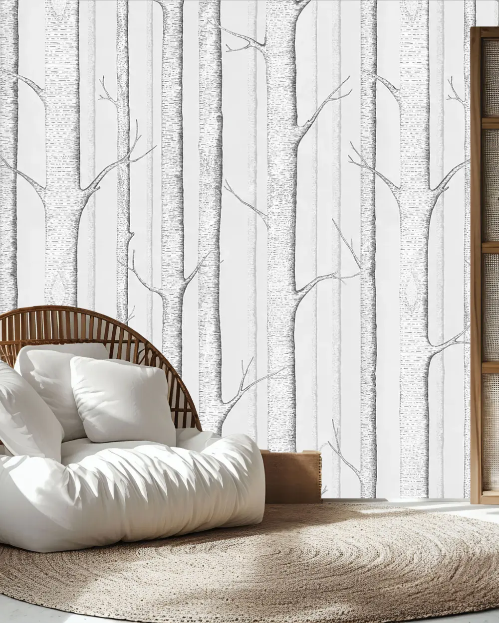 İnce Huş Ormanı Duvar Kağıdı room wallpaper mockup
