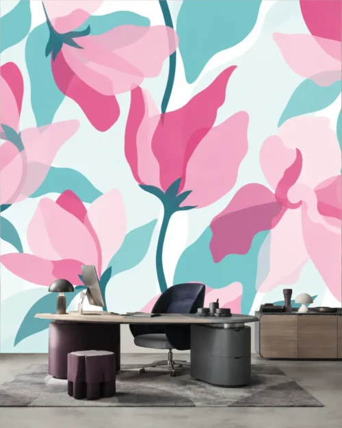 Katmanlı Çiçekler Duvar Kağıdı room wallpaper mockup
