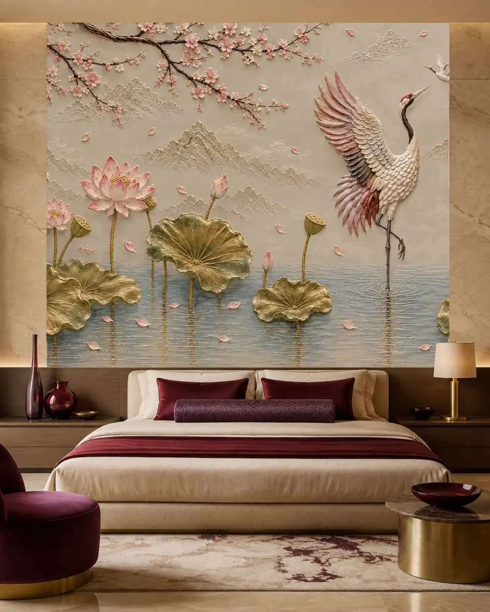 Turnalı Lotus Gölü Duvar Kağıdı room wallpaper mockup