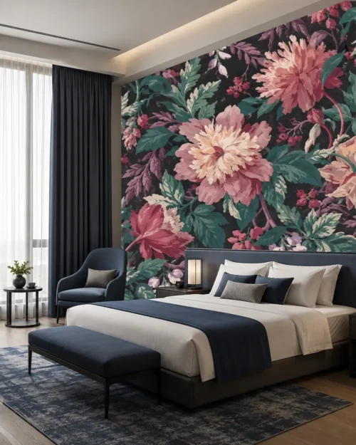 Şakayık ve Salkım Çiçekleri Duvar Kağıdı room wallpaper mockup