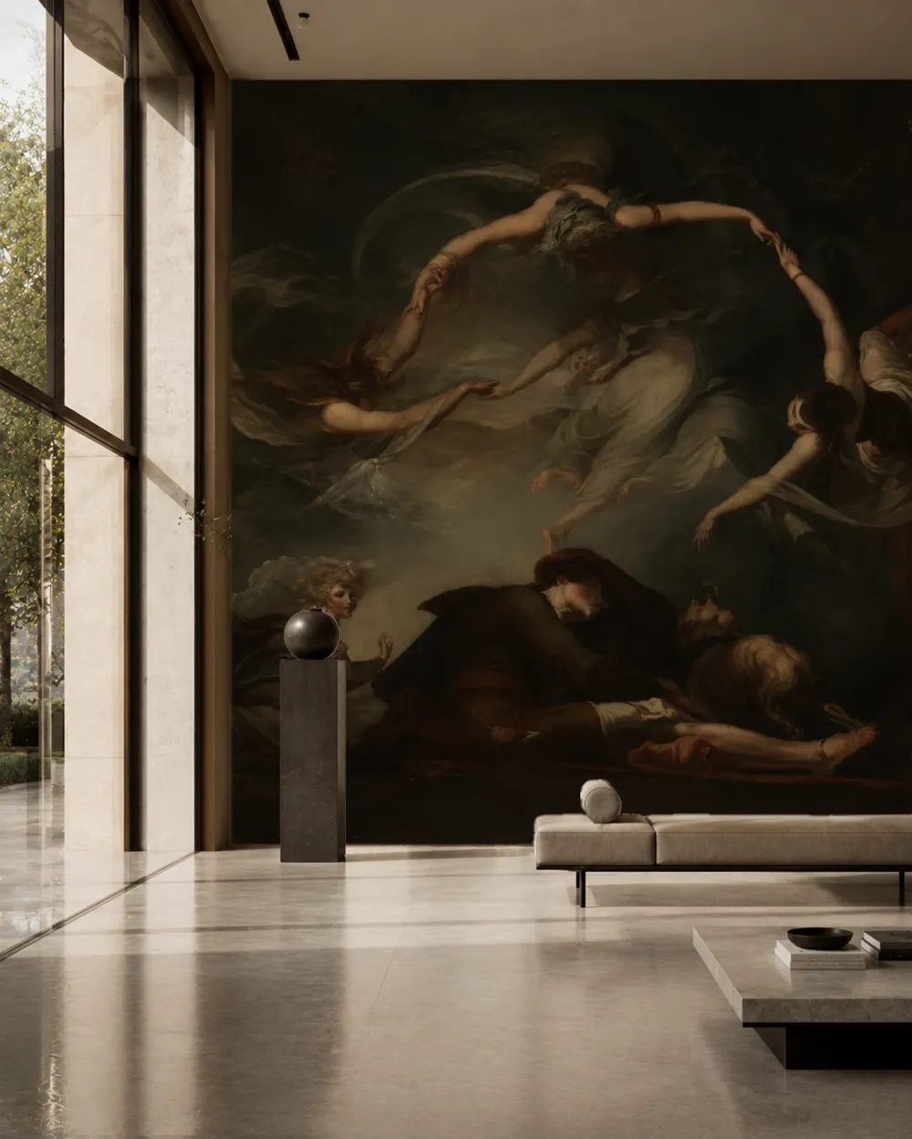 Gölgeli Alegorik Figürler Duvar Kağıdı room wallpaper mockup