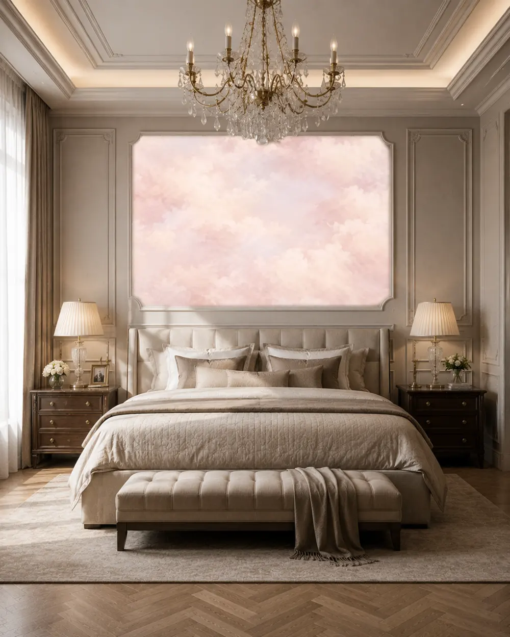 Suluboya Bulut Katmanları Duvar Kağıdı room wallpaper mockup