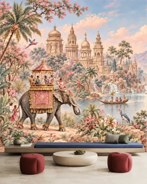 Fil Sırtında Saray Yolculuğu Duvar Kağıdı – Meta Catalog Mockup Fil Sırtında Saray Yolculuğu Duvar Kağıdı room wallpaper mockup
