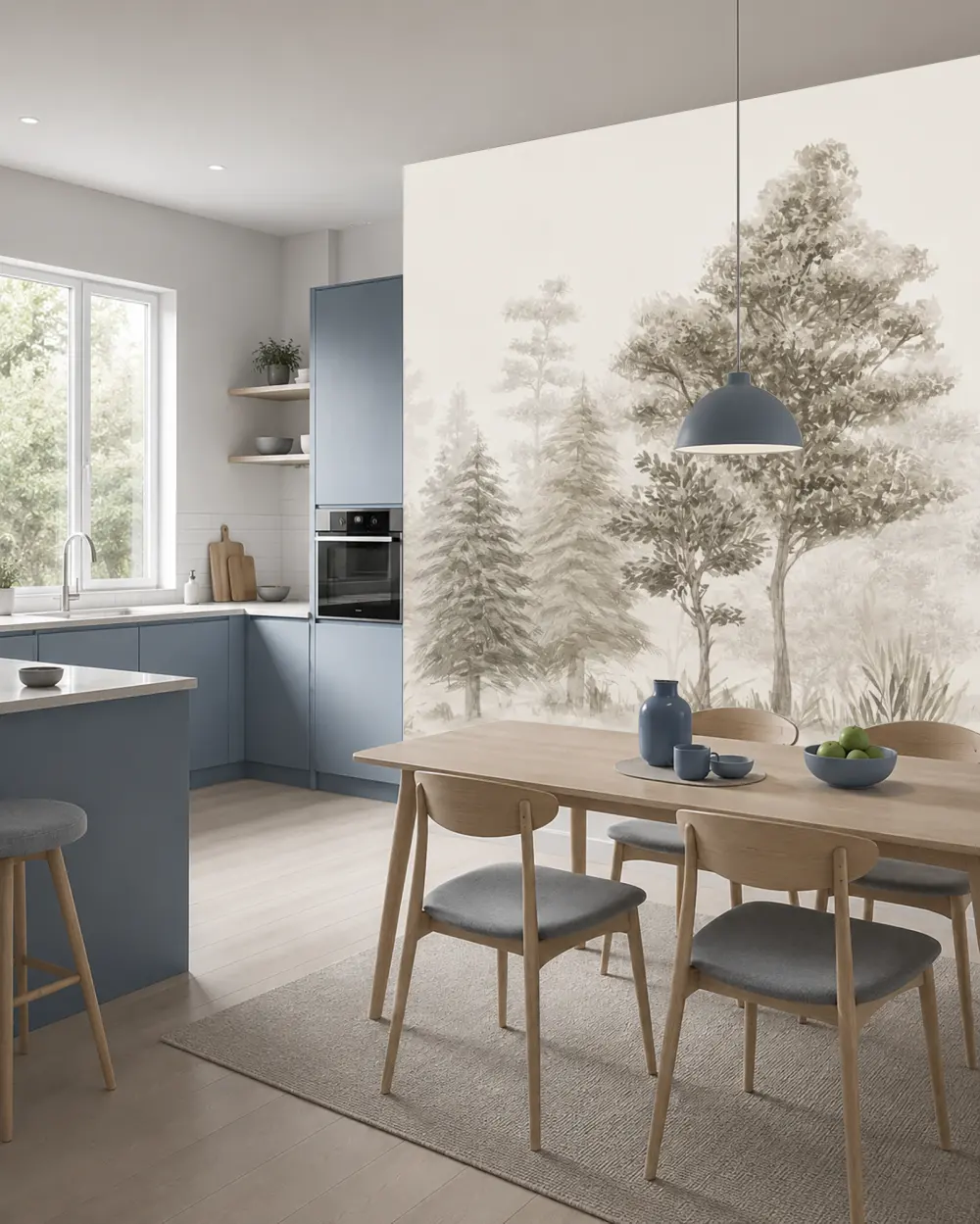 Suluboya Koruluk Panoraması Duvar Kağıdı room wallpaper mockup