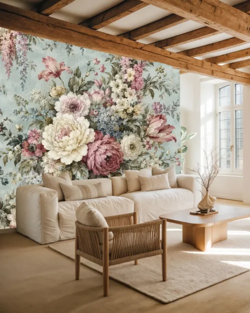 Kelebekli Şakayık Bahçesi Duvar Kağıdı – Meta Catalog Mockup Kelebekli Şakayık Bahçesi Duvar Kağıdı room wallpaper mockup