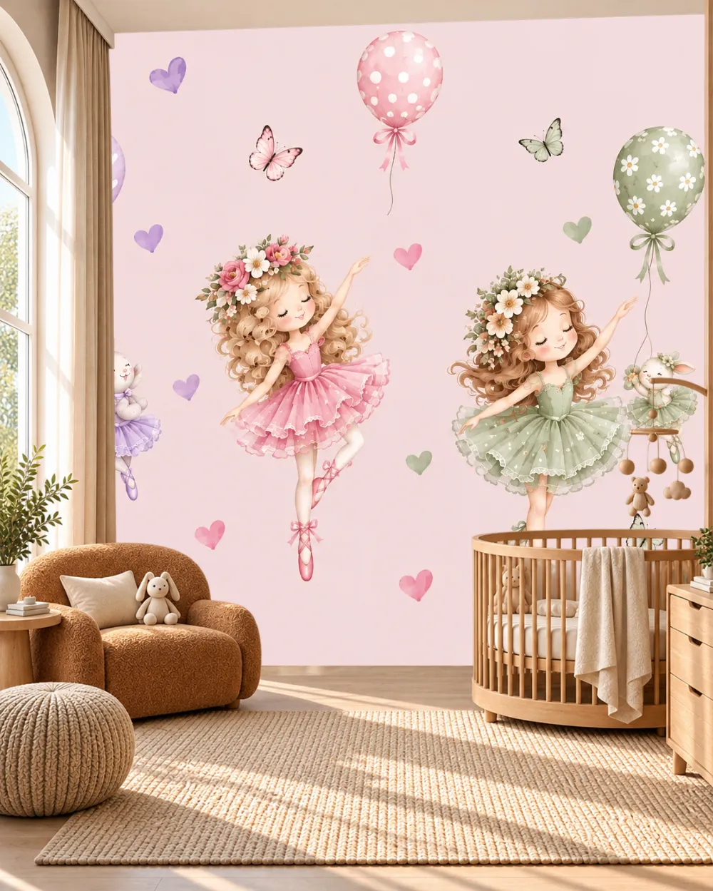 Balonlu Balerinler Duvar Kağıdı room wallpaper mockup