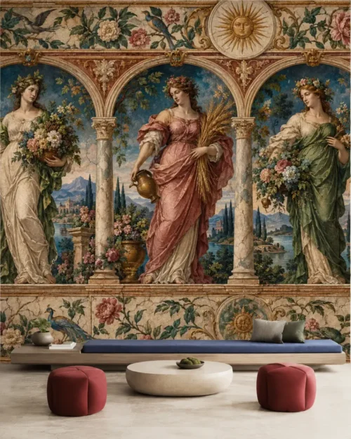Dört Mevsim Alegorisi Duvar Kağıdı – Meta Catalog Mockup Dört Mevsim Alegorisi Duvar Kağıdı room wallpaper mockup