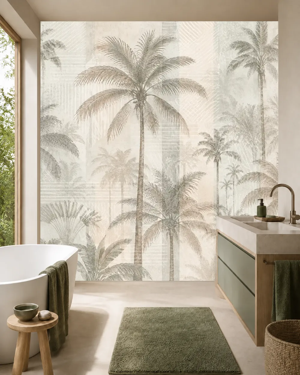 Sisli Palmiye Katmanları Duvar Kağıdı room wallpaper mockup