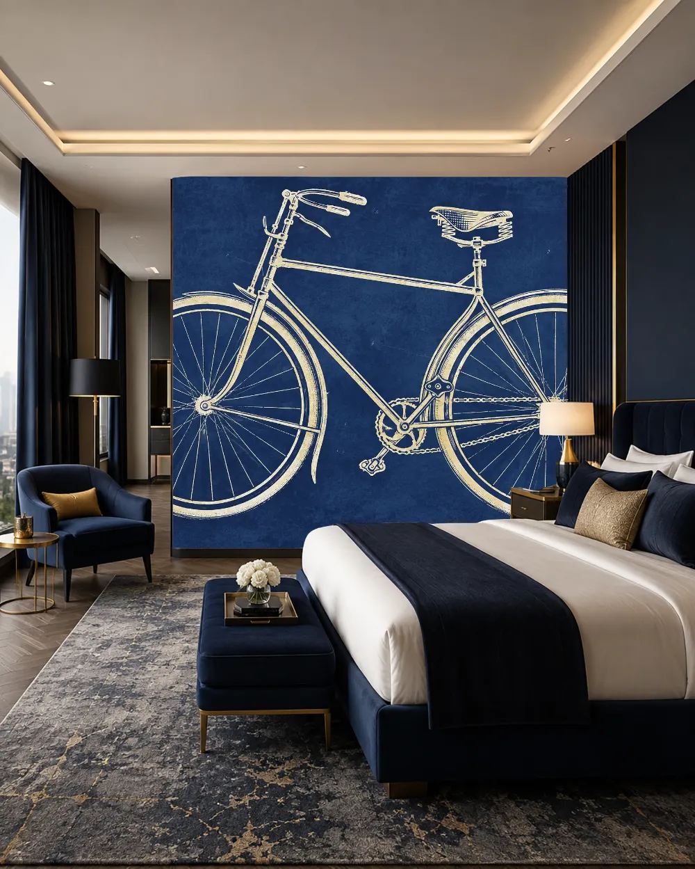 Klasik Bisiklet Çizimi Duvar Kağıdı room wallpaper mockup