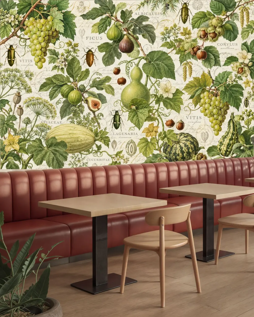 Botanik Hasat İllüstrasyonları Duvar Kağıdı room wallpaper mockup