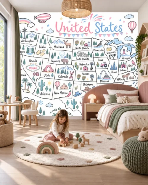 Resimli Amerika Haritası Duvar Kağıdı – Meta Catalog Mockup Resimli Amerika Haritası Duvar Kağıdı room wallpaper mockup