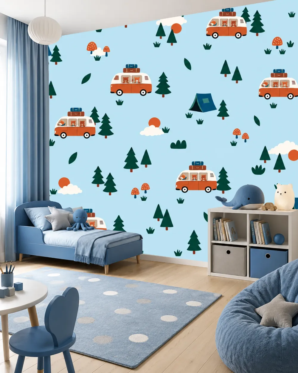 Ayılı Karavan Kampı Duvar Kağıdı room wallpaper mockup
