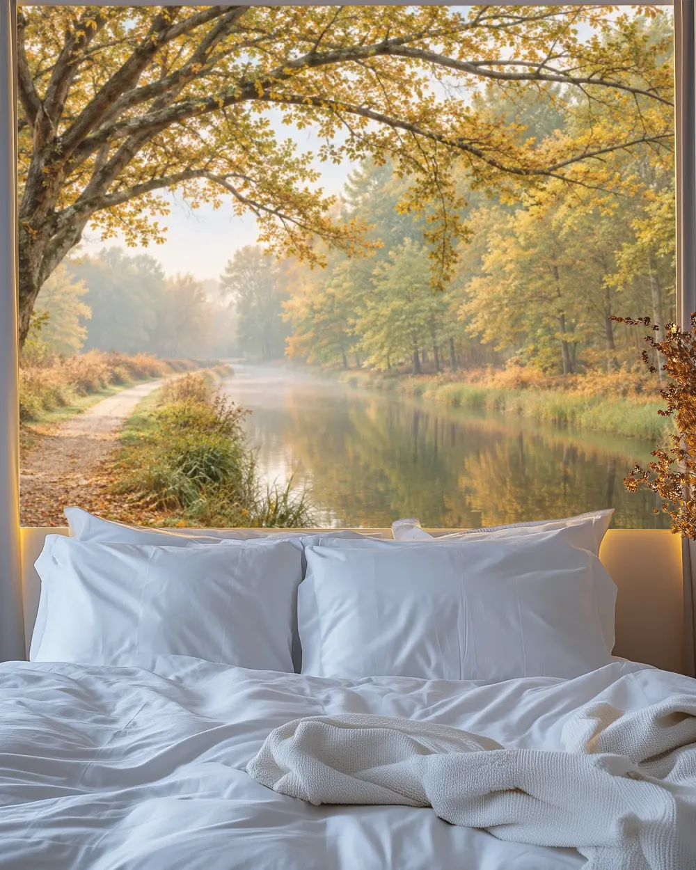 Ağaçlı Kanal Yolu Duvar Kağıdı room wallpaper mockup
