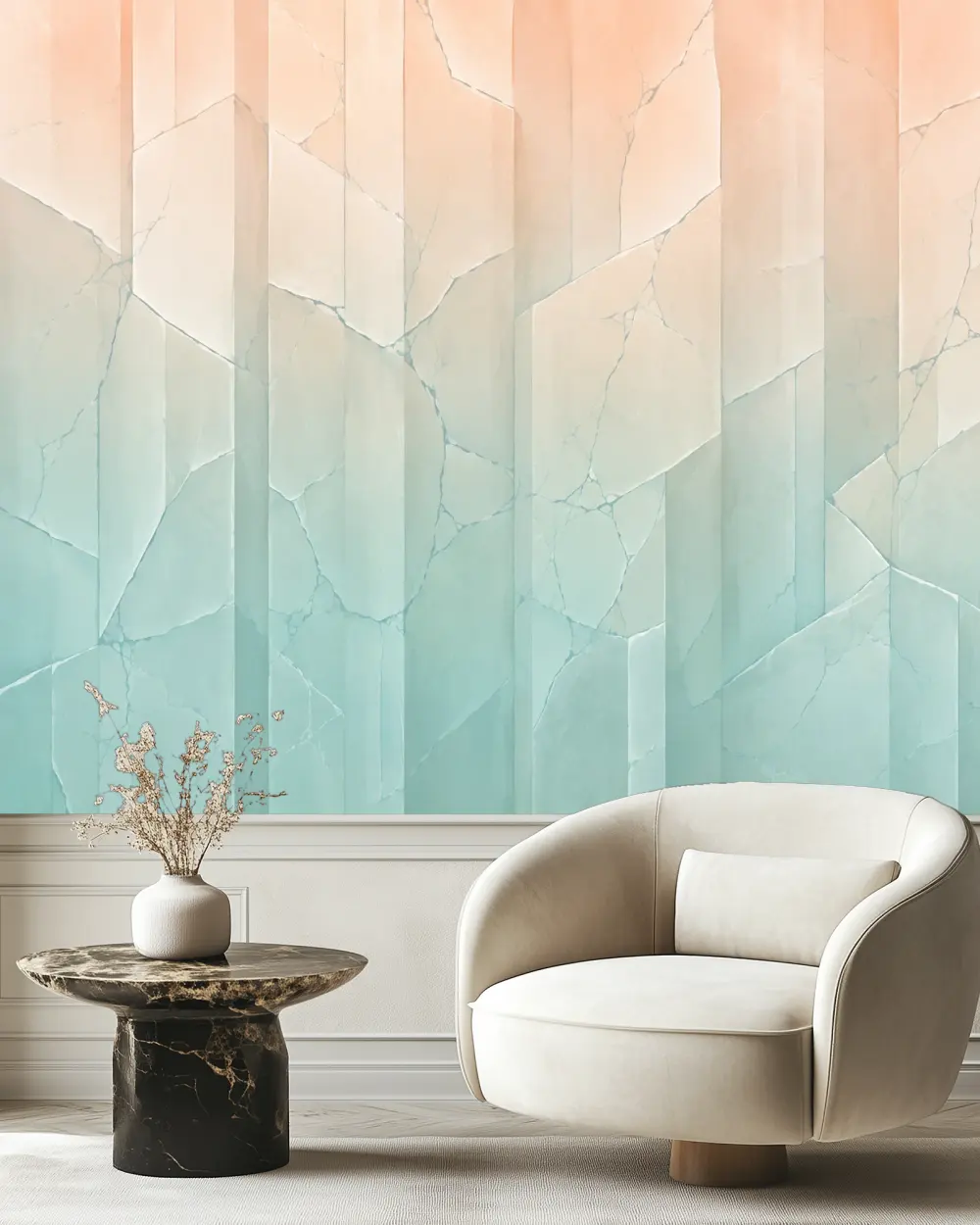 Prizmatik Mermer Duvar Kağıdı room wallpaper mockup