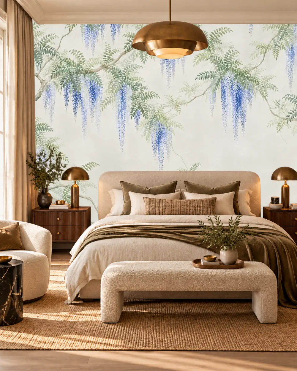 Sarkan Çiçek Salkımları Duvar Kağıdı room wallpaper mockup