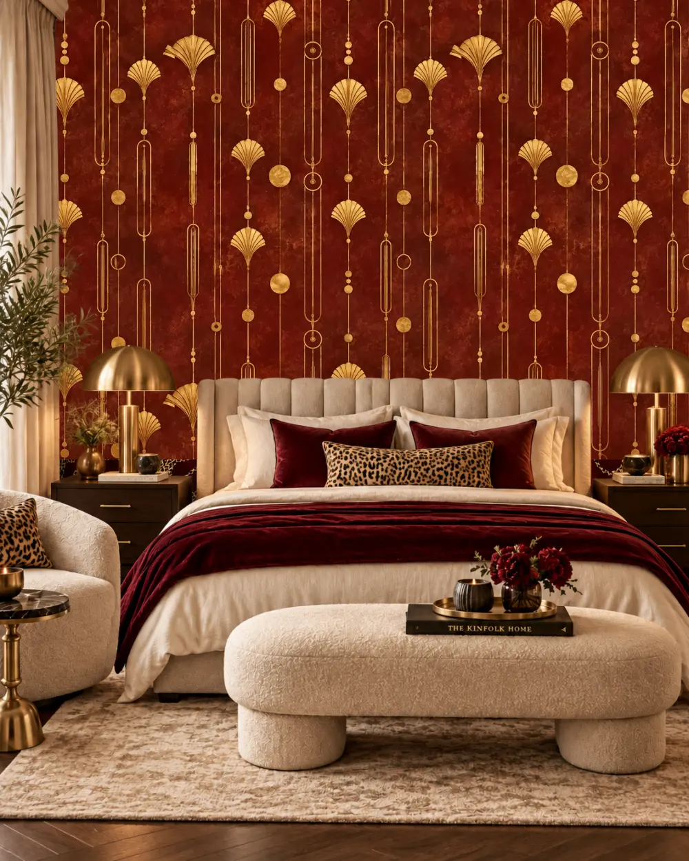 Art Deco Yelpaze Çizgileri Duvar Kağıdı room wallpaper mockup