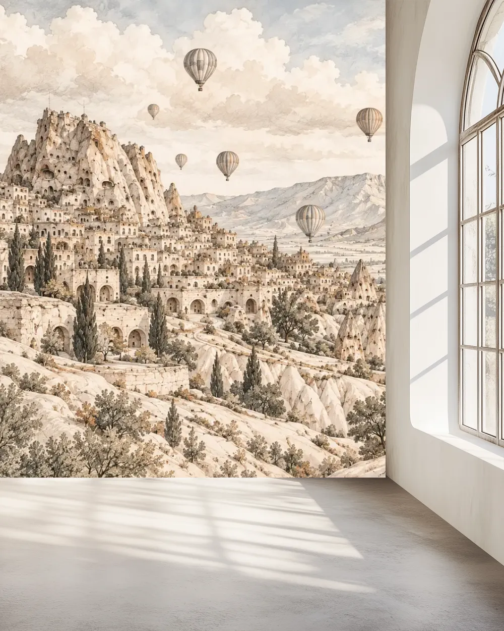 Balonlarla Kapadokya Manzarası Duvar Kağıdı room wallpaper mockup