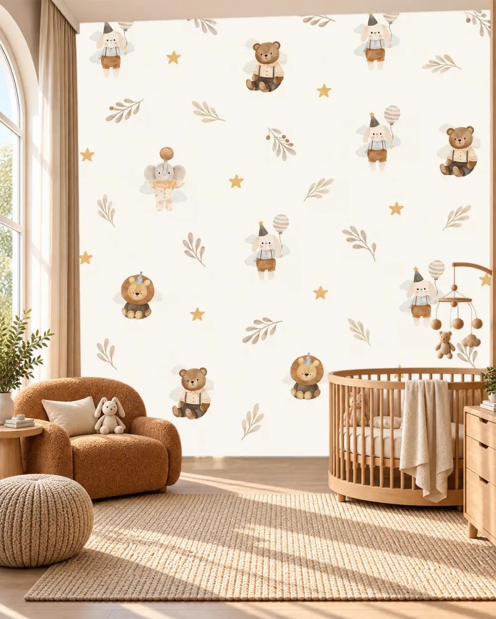 Balonlu Hayvan Dostları Duvar Kağıdı room wallpaper mockup