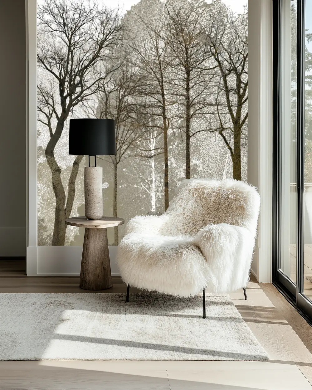 Sisli Orman Silüetleri Duvar Kağıdı room wallpaper mockup