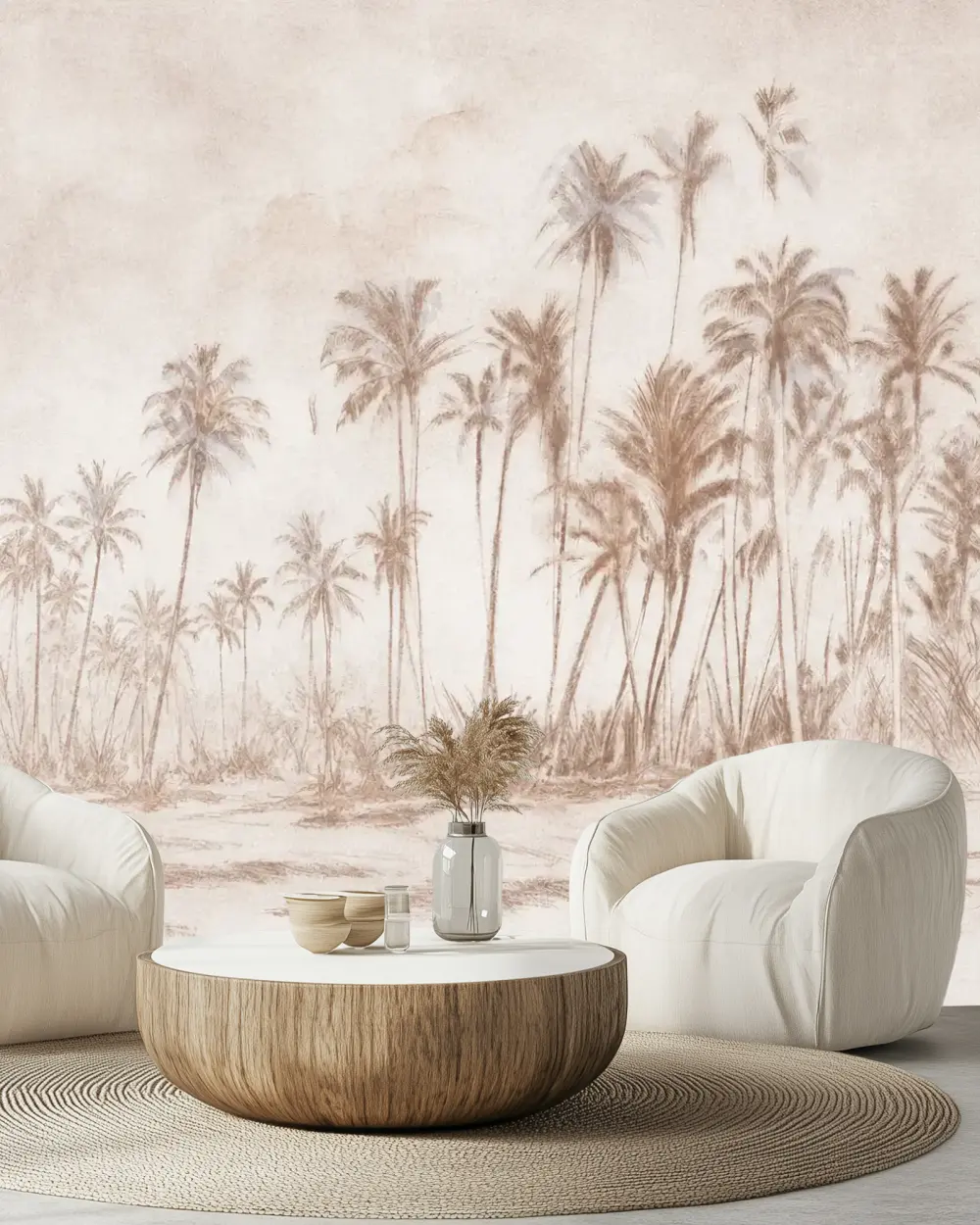 Eskiz Palmiye Manzarası Duvar Kağıdı room wallpaper mockup