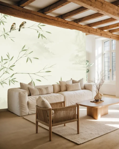 Bambu Dalları ve Serçeler Duvar Kağıdı – Meta Catalog Mockup Bambu Dalları ve Serçeler Duvar Kağıdı room wallpaper mockup